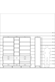 Hyperion Dolap 19 Raflı 8 Çekmeceli 220x44x243 - S553M020V11B
