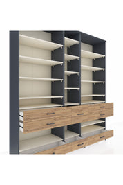 Hyperion Dolap 19 Raflı 8 Çekmeceli 220x44x243 - S553M020V15B