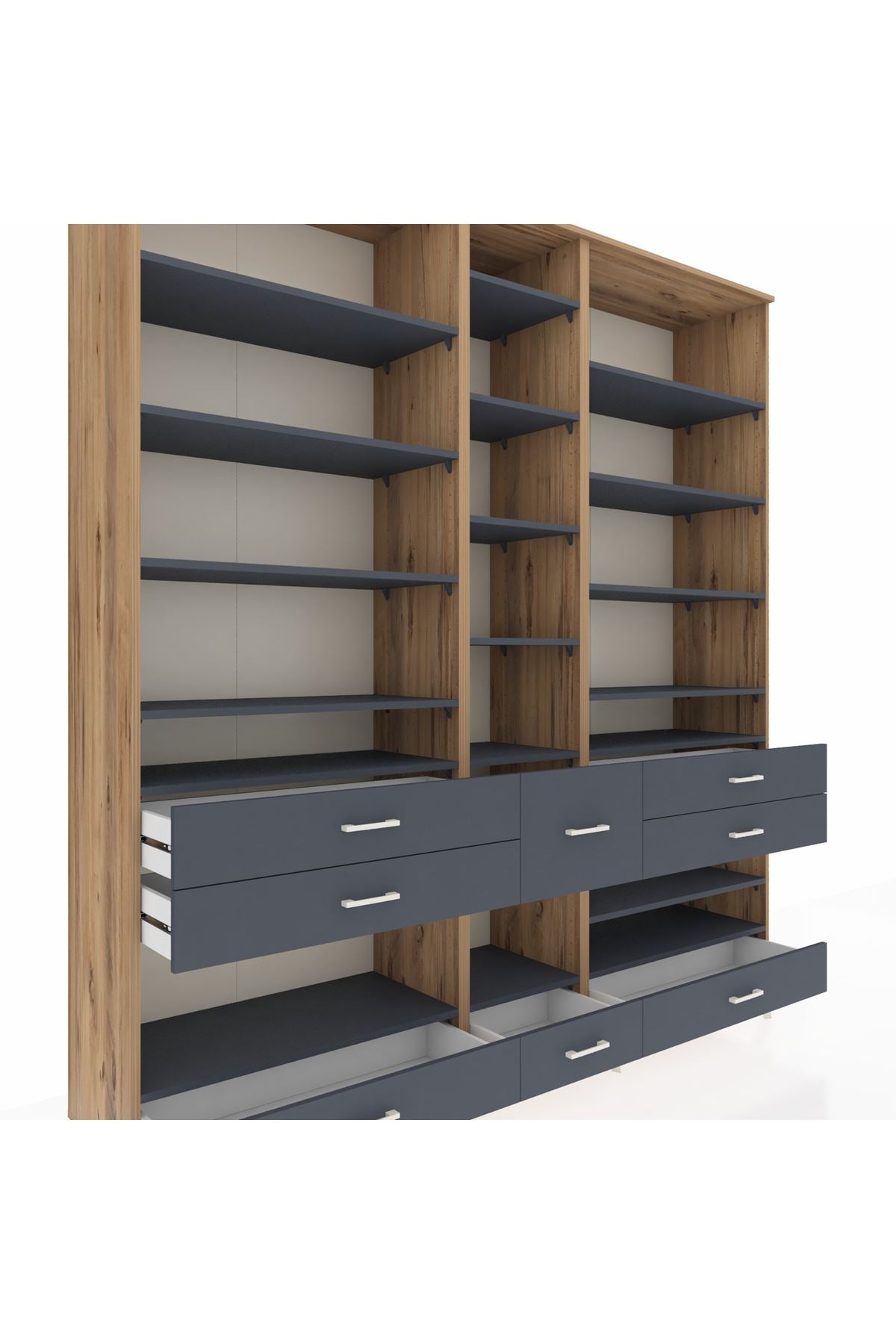 Hyperion Dolap 19 Raflı 8 Çekmeceli 220x44x243 - S553M020V26B