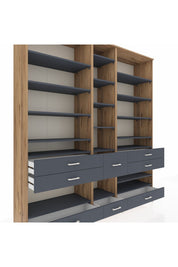 Hyperion Dolap 19 Raflı 8 Çekmeceli 220x44x243 - S553M020V26B
