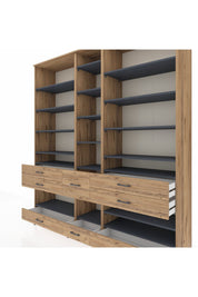 Hyperion Dolap 19 Raflı 8 Çekmeceli 220x44x243 - S553M020V27B