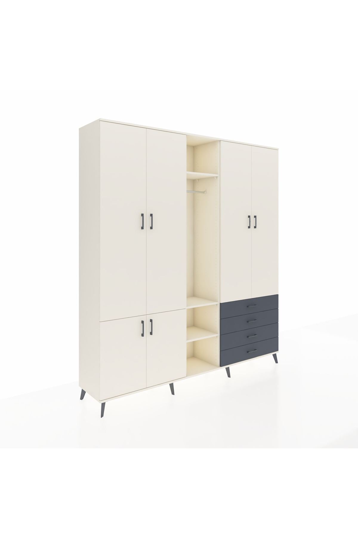 Hyperion Dolap 14 Raflı 4 Çekmeceli Tek Askılı 220x44x243 - S553M022V05B