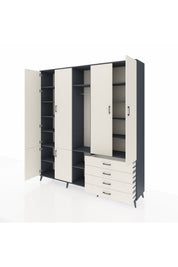 Hyperion Dolap 14 Raflı 4 Çekmeceli Tek Askılı 220x44x243 - S553M022V13B