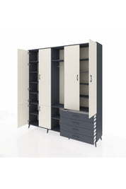 Hyperion Dolap 14 Raflı 4 Çekmeceli Tek Askılı 220x44x243 - S553M022V14B