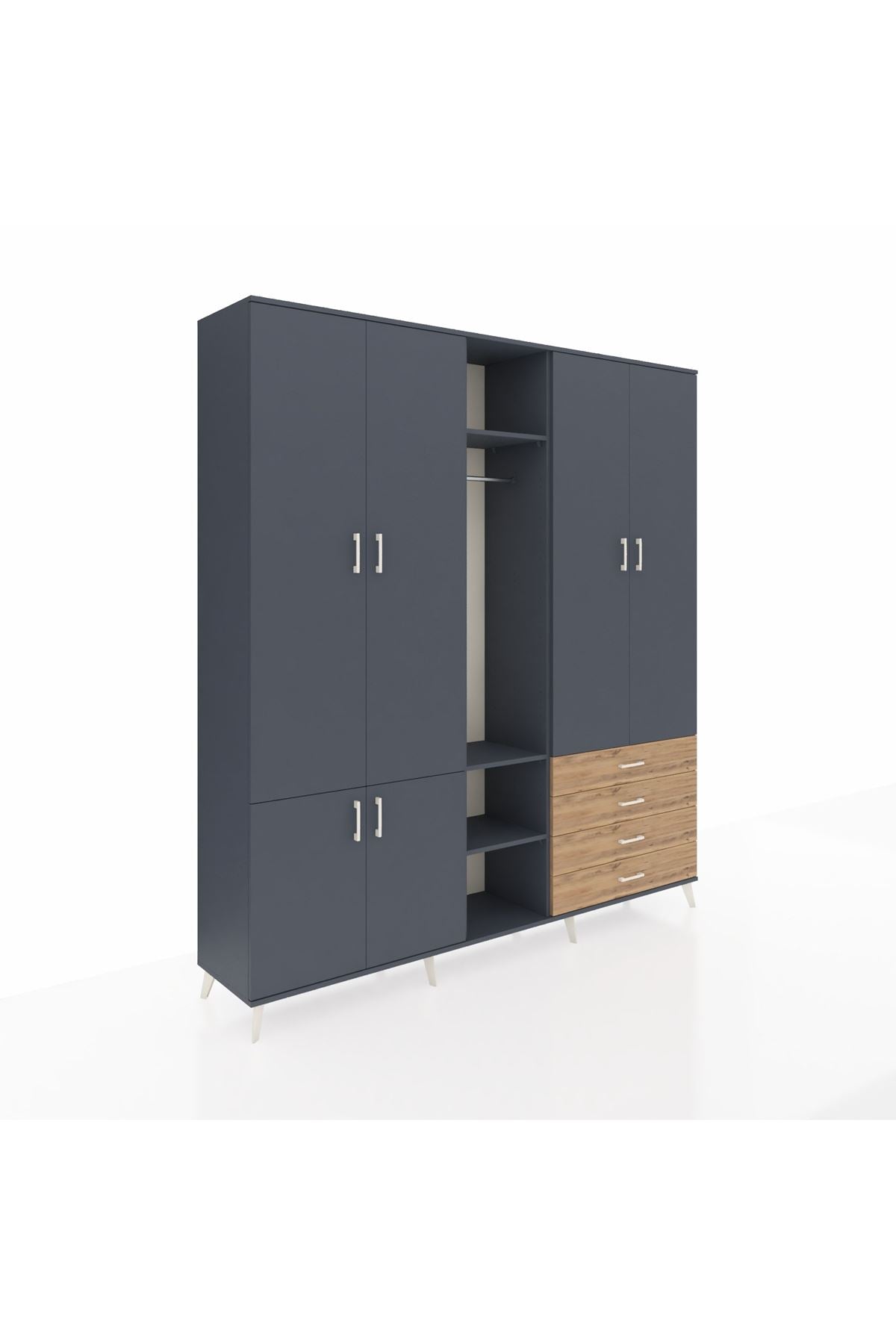 Hyperion Dolap 14 Raflı 4 Çekmeceli Tek Askılı 220x44x243 - S553M022V18B