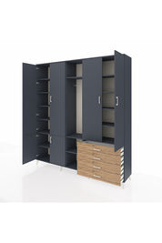 Hyperion Dolap 14 Raflı 4 Çekmeceli Tek Askılı 220x44x243 - S553M022V18B