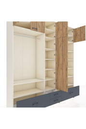 Hyperion Dolap 18 Raflı 4 Çekmeceli Tek Askılı 220x44x243 - S553M024V02B