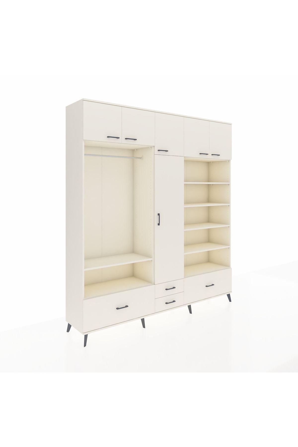 Hyperion Dolap 18 Raflı 4 Çekmeceli Tek Askılı 220x44x243 - S553M024V04B