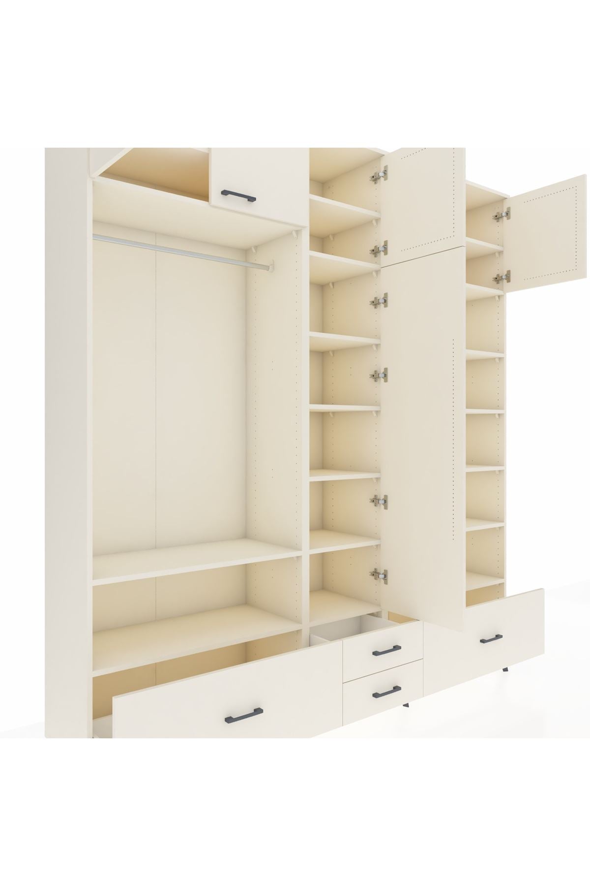 Hyperion Dolap 18 Raflı 4 Çekmeceli Tek Askılı 220x44x243 - S553M024V04B