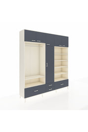 Hyperion Dolap 18 Raflı 4 Çekmeceli Tek Askılı 220x44x243 - S553M024V08B