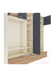 Hyperion Dolap 18 Raflı 4 Çekmeceli Tek Askılı 220x44x243 - S553M024V09B