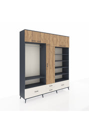 Hyperion Dolap 18 Raflı 4 Çekmeceli Tek Askılı 220x44x243 - S553M024V10B