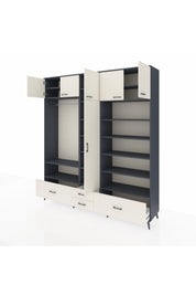 Hyperion Dolap 18 Raflı 4 Çekmeceli Tek Askılı 220x44x243 - S553M024V13B