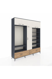 Hyperion Dolap 18 Raflı 4 Çekmeceli Tek Askılı 220x44x243 - S553M024V15B