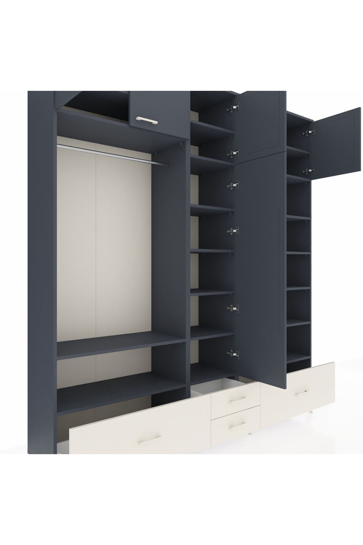 Hyperion Dolap 18 Raflı 4 Çekmeceli Tek Askılı 220x44x243 - S553M024V16B