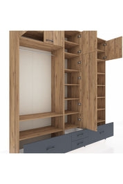 Hyperion Dolap 18 Raflı 4 Çekmeceli Tek Askılı 220x44x243 - S553M024V20B