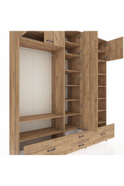 Hyperion Dolap 18 Raflı 4 Çekmeceli Tek Askılı 220x44x243 - S553M024V21B