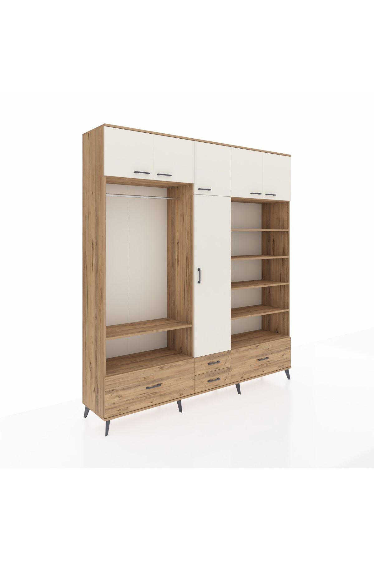 Hyperion Dolap 18 Raflı 4 Çekmeceli Tek Askılı 220x44x243 - S553M024V24B