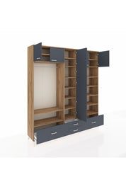 Hyperion Dolap 18 Raflı 4 Çekmeceli Tek Askılı 220x44x243 - S553M024V26B