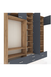 Hyperion Dolap 18 Raflı 4 Çekmeceli Tek Askılı 220x44x243 - S553M024V26B