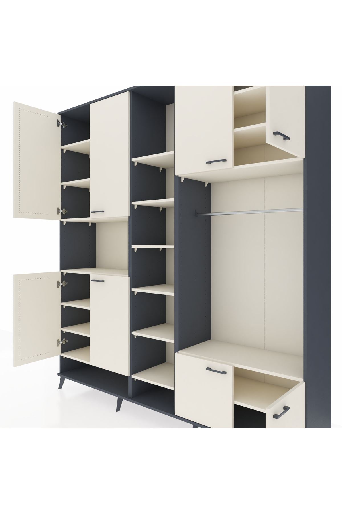 Hyperion Dolap 18 Raflı 8 Kapaklı Tek Askılı 220x44x243 - S553M025V13B