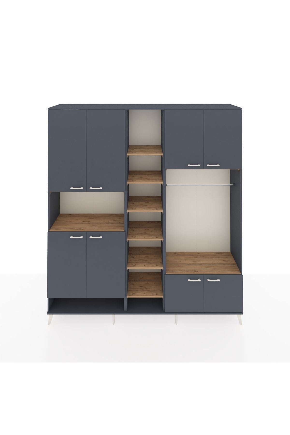 Hyperion Dolap 18 Raflı 8 Kapaklı Tek Askılı 220x44x243 - S553M025V18B