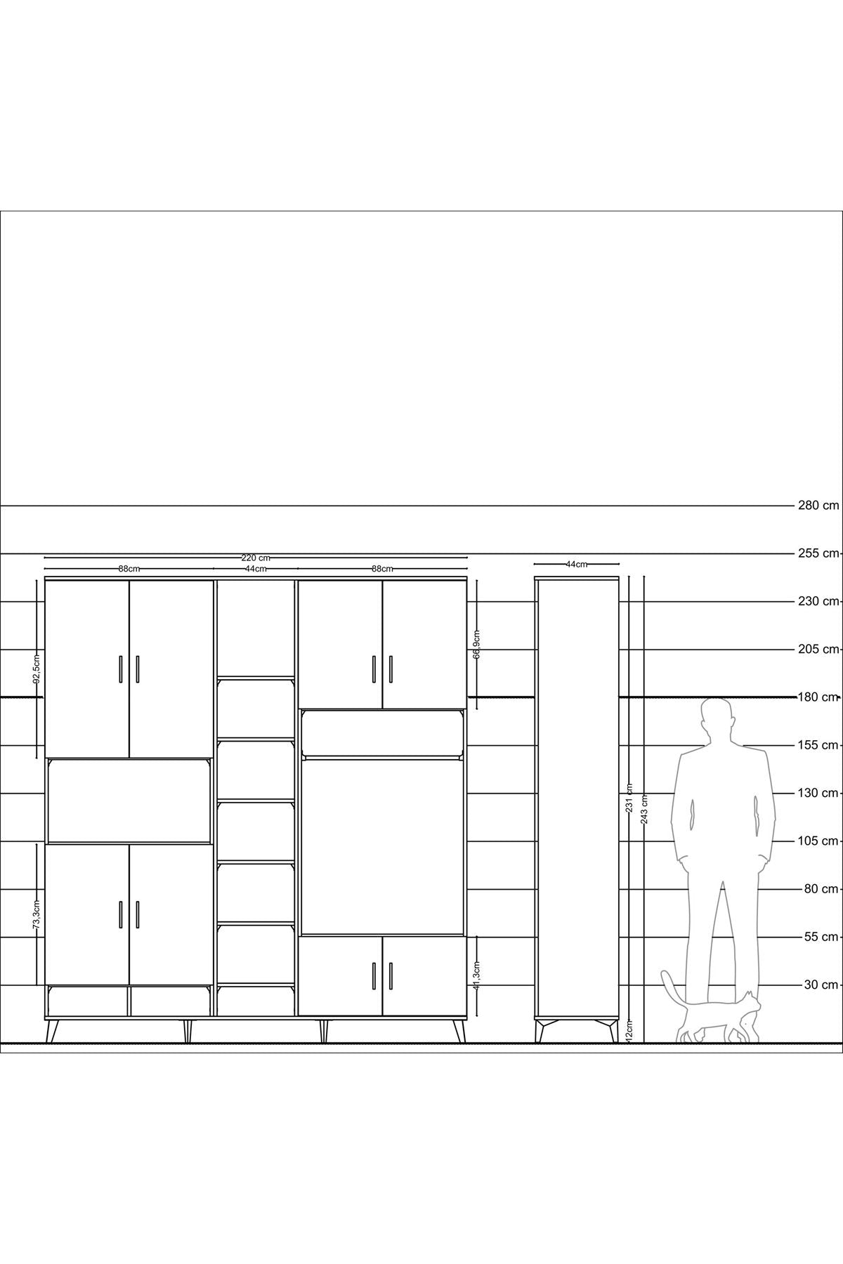 Hyperion Dolap 18 Raflı 8 Kapaklı Tek Askılı 220x44x243 - S553M025V17B