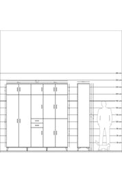 Hyperion Dolap 10 Raflı 2 Çekmeceli 3 Askılı 220x44x243 - S553M027V06B