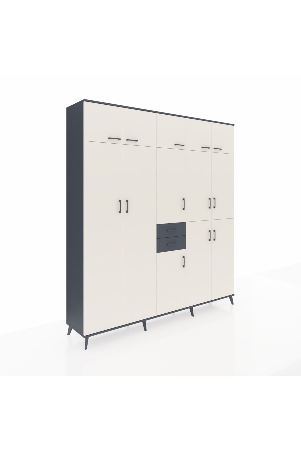 Hyperion Dolap 10 Raflı 2 Çekmeceli 3 Askılı 220x44x243 - S553M027V14B