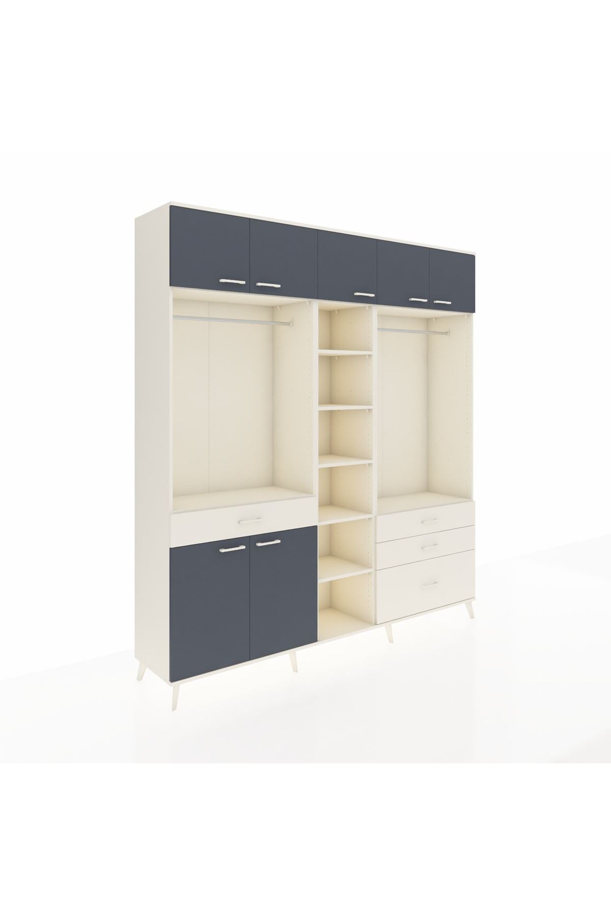 Hyperion Dolap 11 Raflı 4 Çekmeceli 2 Askılı 220x44x243 - S553M030V07B