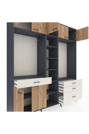 Hyperion Dolap 11 Raflı 4 Çekmeceli 2 Askılı 220x44x243 - S553M030V10B
