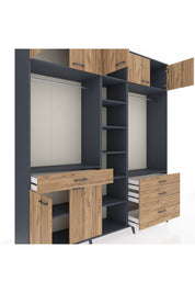Hyperion Dolap 11 Raflı 4 Çekmeceli 2 Askılı 220x44x243 - S553M030V12B