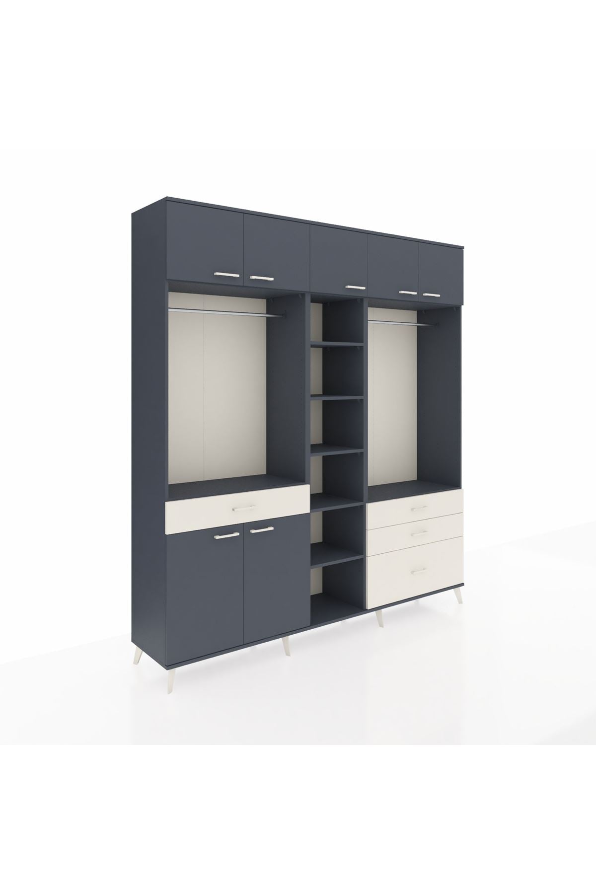 Hyperion Dolap 11 Raflı 4 Çekmeceli 2 Askılı 220x44x243 - S553M030V16B