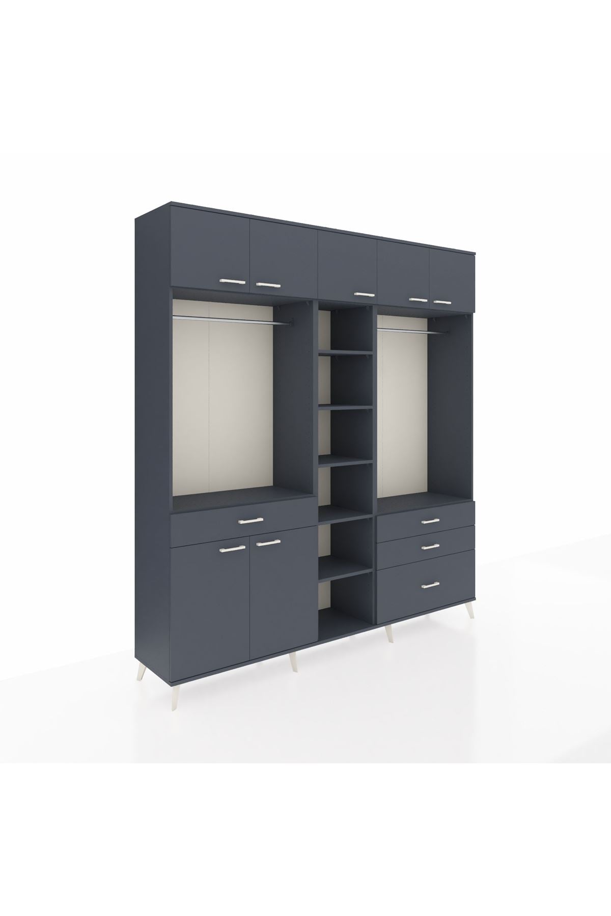 Hyperion Dolap 11 Raflı 4 Çekmeceli 2 Askılı 220x44x243 - S553M030V17B