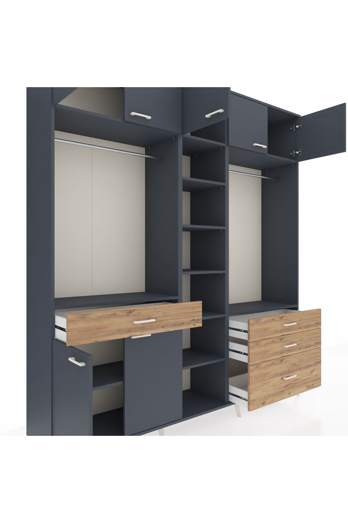 Hyperion Dolap 11 Raflı 4 Çekmeceli 2 Askılı 220x44x243 - S553M030V18B