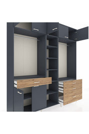 Hyperion Dolap 11 Raflı 4 Çekmeceli 2 Askılı 220x44x243 - S553M030V18B