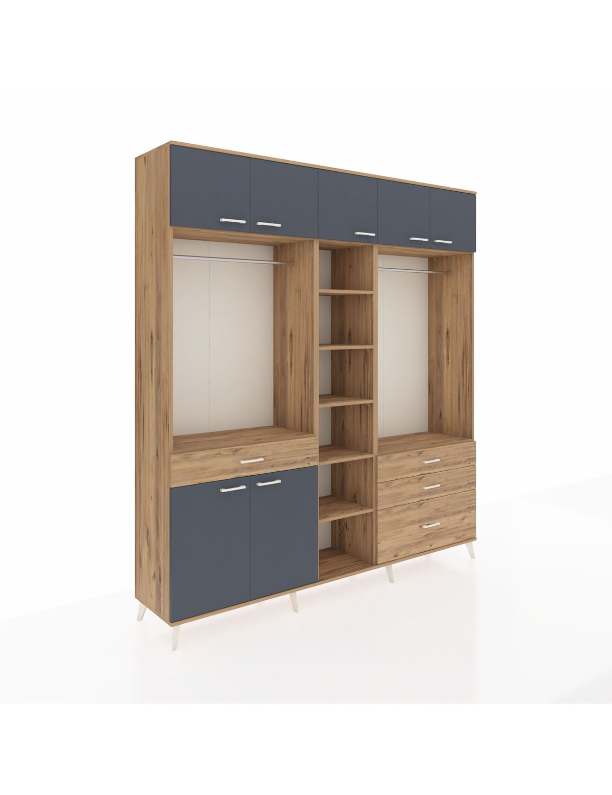 Hyperion Dolap 11 Raflı 4 Çekmeceli 2 Askılı 220x44x243 - S553M030V27B