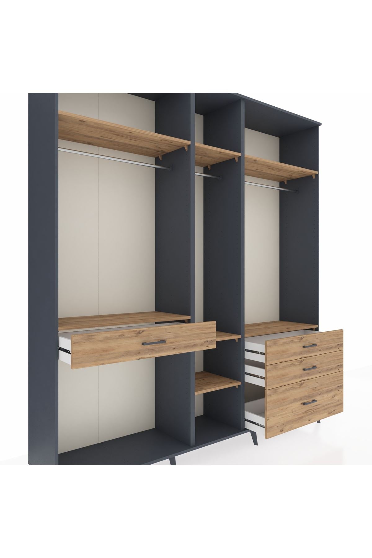 Hyperion Dolap 7 Raflı 4 Çekmeceli 3 Askılı 220x44x243 - S553M031V12B