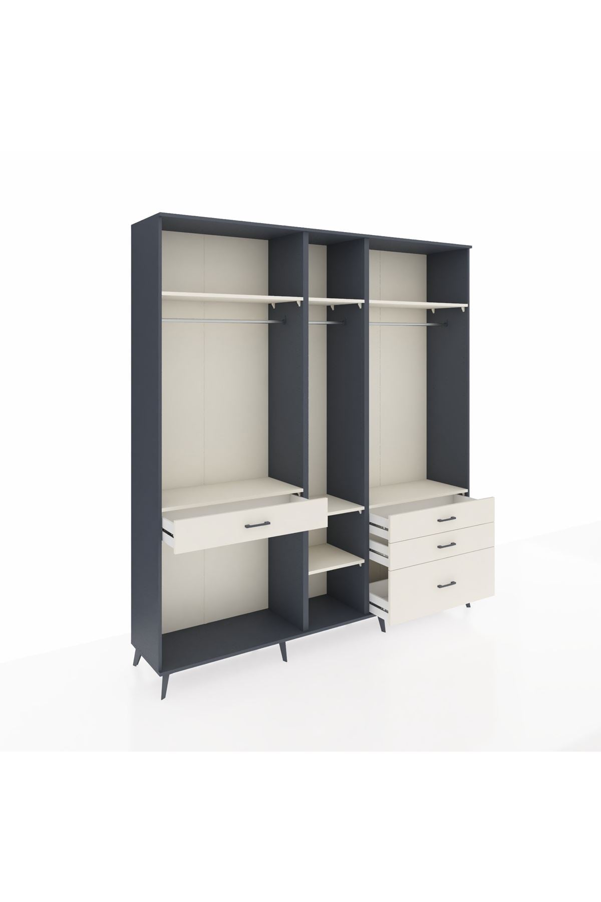 Hyperion Dolap 7 Raflı 4 Çekmeceli 3 Askılı 220x44x243 - S553M031V13B