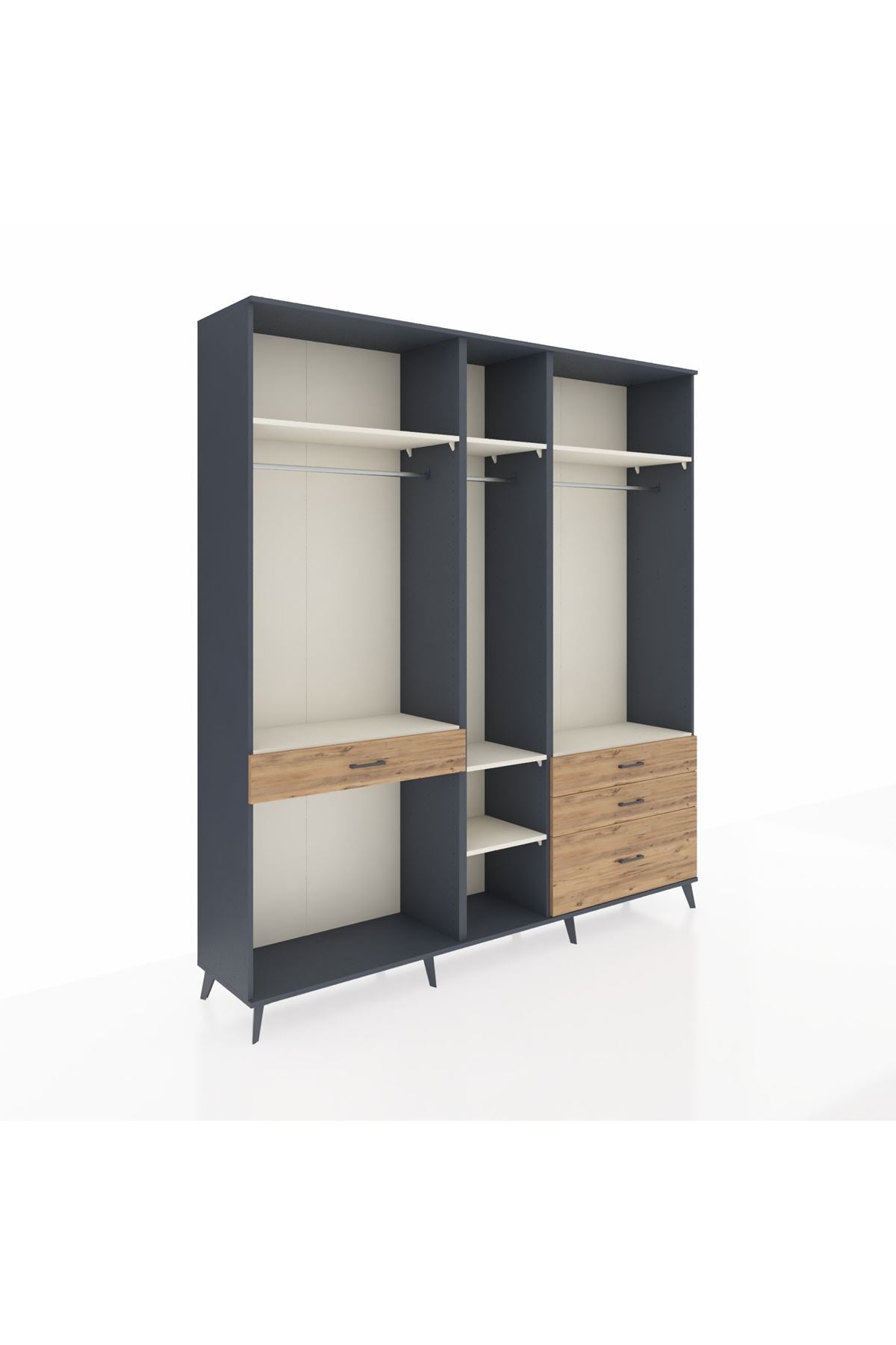 Hyperion Dolap 7 Raflı 4 Çekmeceli 3 Askılı 220x44x243 - S553M031V15B