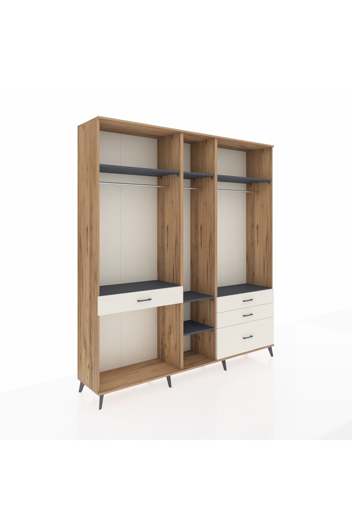 Hyperion Dolap 7 Raflı 4 Çekmeceli 3 Askılı 220x44x243 - S553M031V25B
