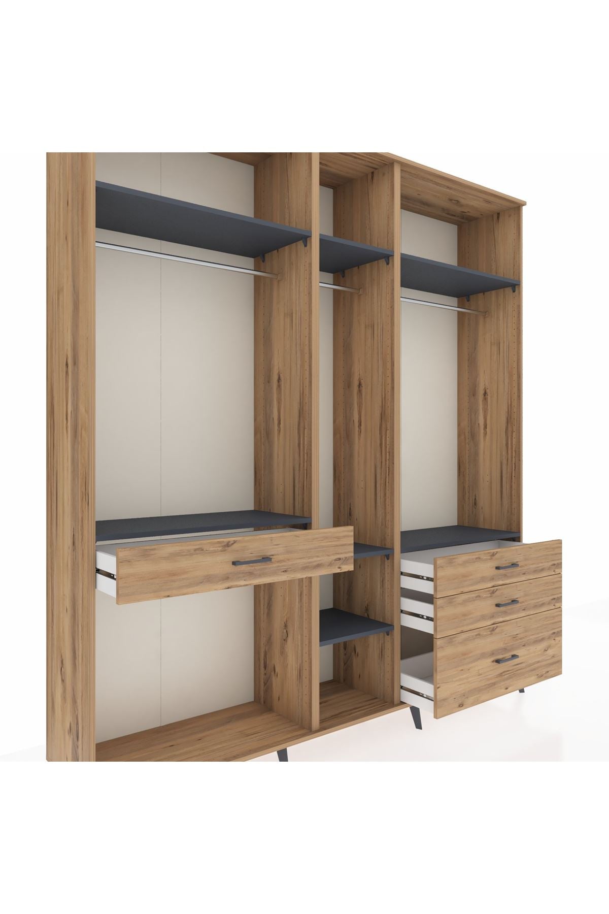Hyperion Dolap 7 Raflı 4 Çekmeceli 3 Askılı 220x44x243 - S553M031V27B
