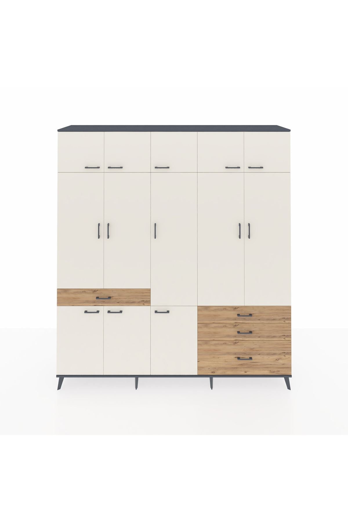 Hyperion Dolap 8 Raflı 4 Çekmeceli 3 Askılı 220x44x243 - S553M032V15B