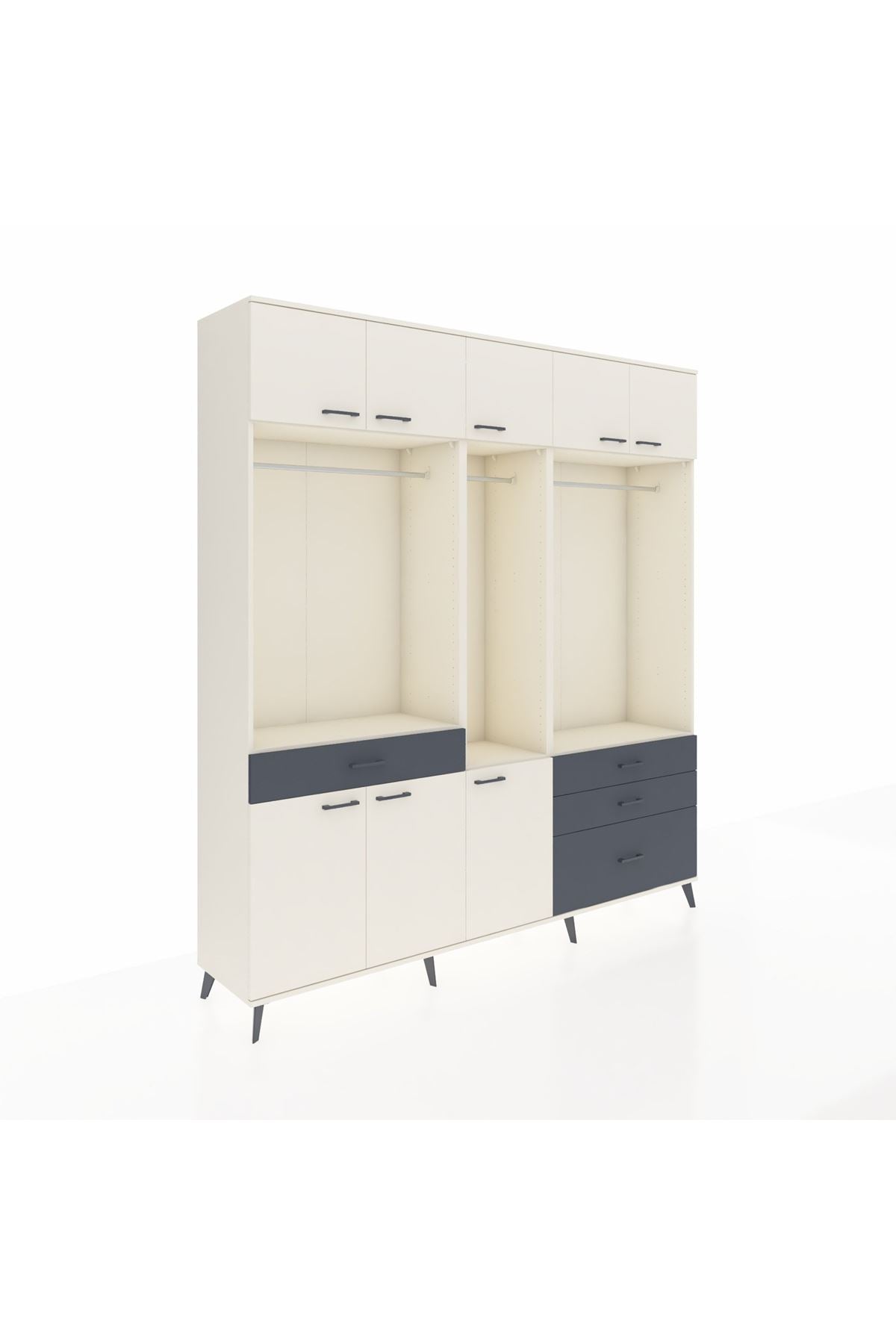 Hyperion Dolap 8 Raflı 4 Çekmeceli 3 Askılı 220x44x243 - S553M033V05B