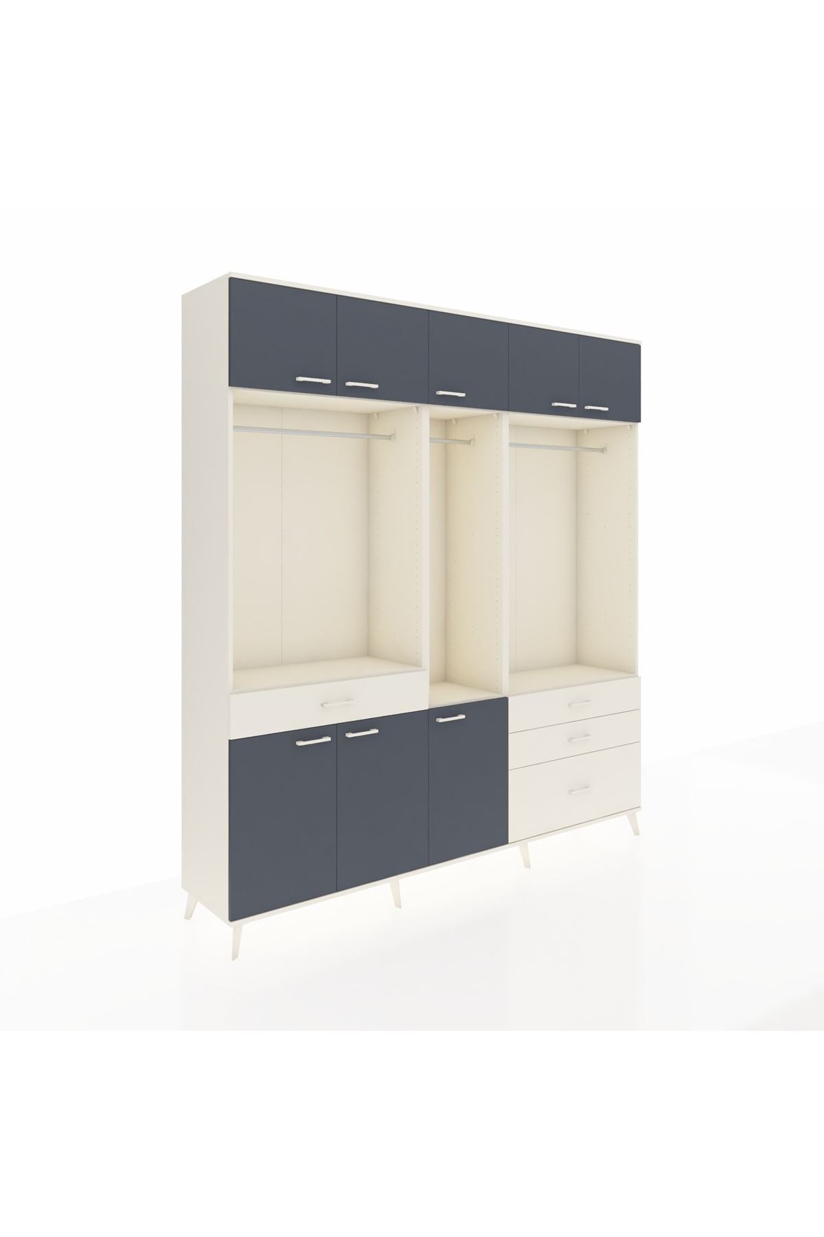 Hyperion Dolap 8 Raflı 4 Çekmeceli 3 Askılı 220x44x243 - S553M033V07B