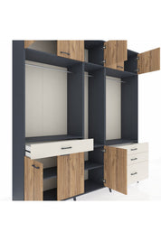 Hyperion Dolap 8 Raflı 4 Çekmeceli 3 Askılı 220x44x243 - S553M033V10B