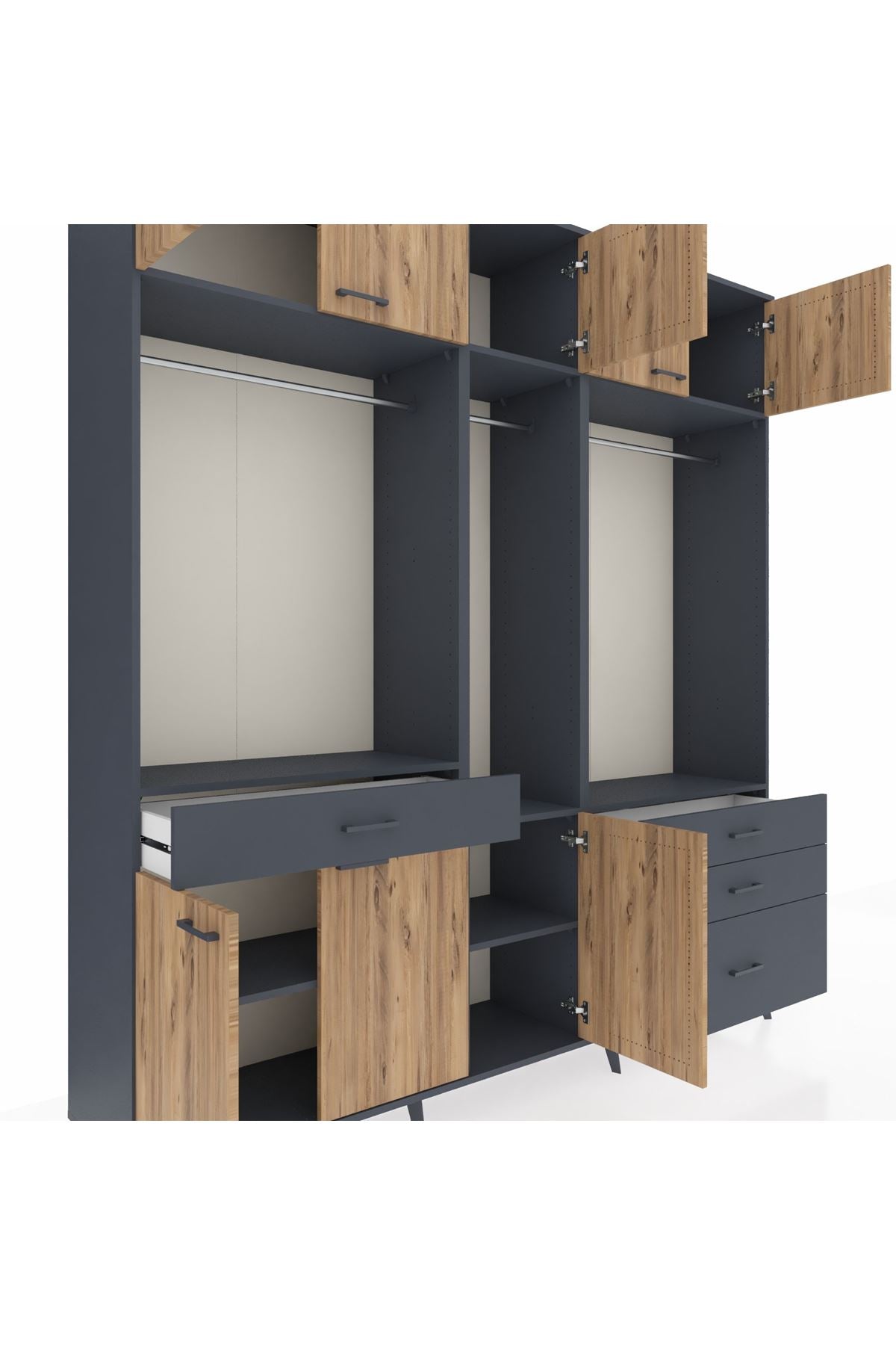 Hyperion Dolap 8 Raflı 4 Çekmeceli 3 Askılı 220x44x243 - S553M033V11B