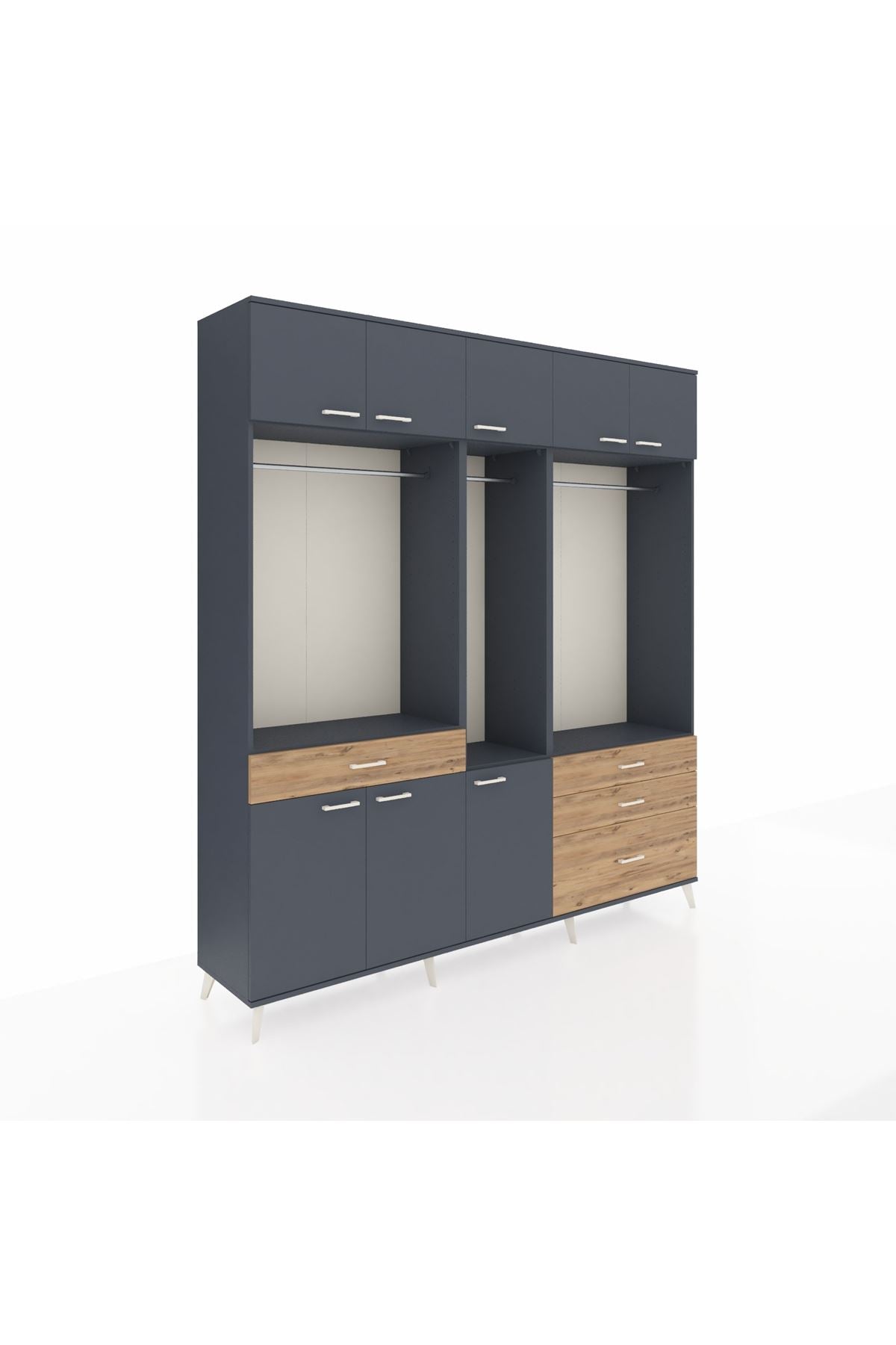 Hyperion Dolap 8 Raflı 4 Çekmeceli 3 Askılı 220x44x243 - S553M033V18B