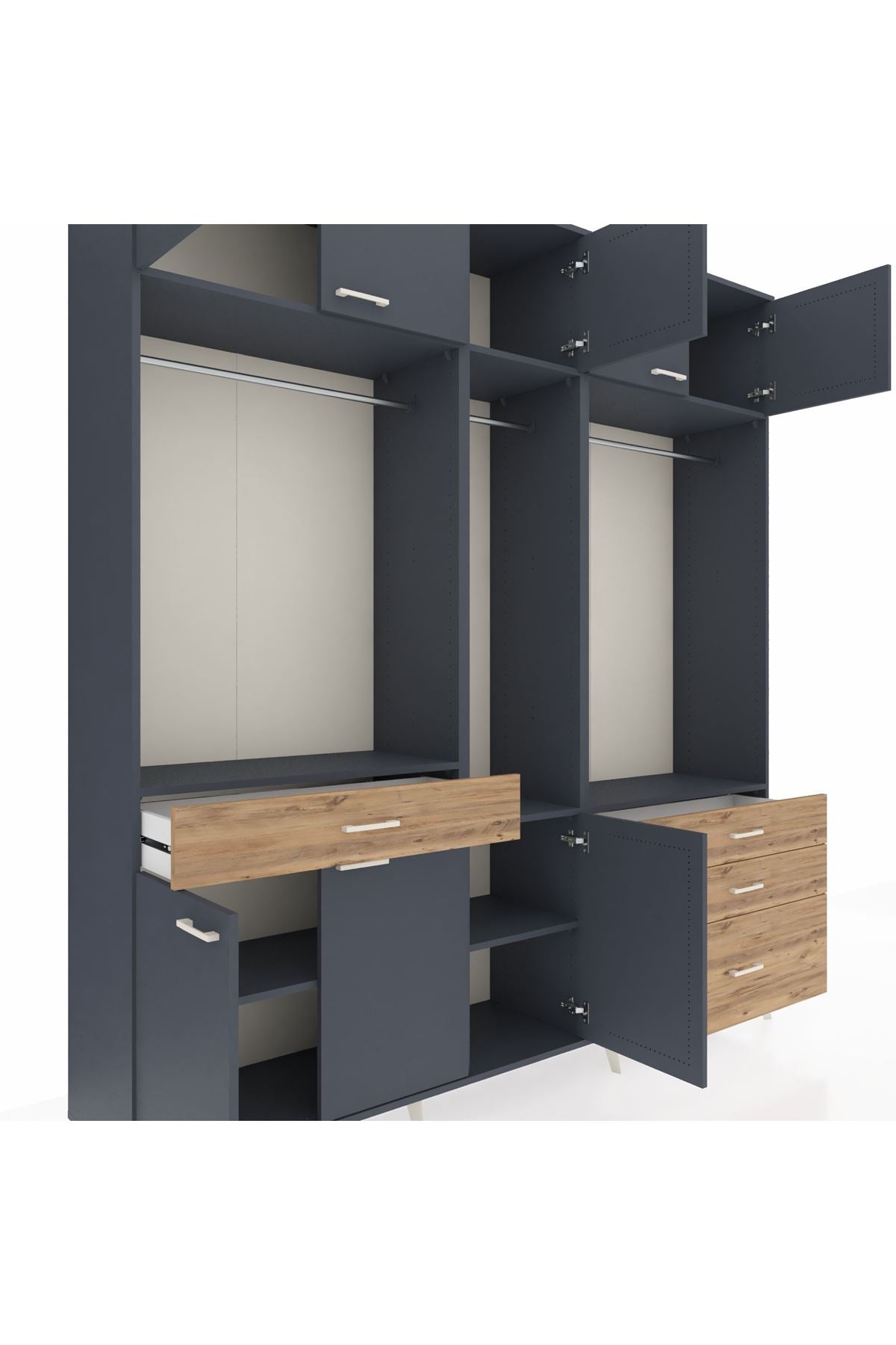 Hyperion Dolap 8 Raflı 4 Çekmeceli 3 Askılı 220x44x243 - S553M033V18B