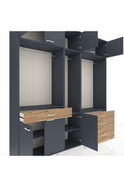 Hyperion Dolap 8 Raflı 4 Çekmeceli 3 Askılı 220x44x243 - S553M033V18B